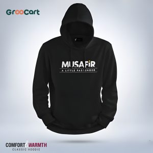 Black Islamic Hoodie - "Musafir" Print | Premium Winter Collection
