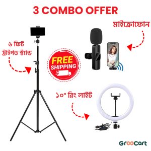 6 Fit Tripod Stand +10" Ring Light + K8 Microphone
